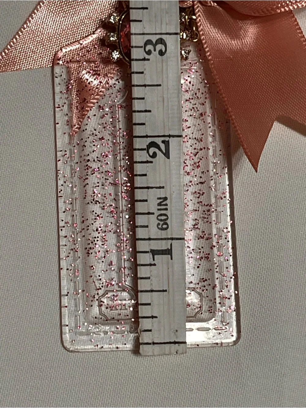 Coach Poppy Lg Clear Hangtag Glittery Pink on a Handmade Charm